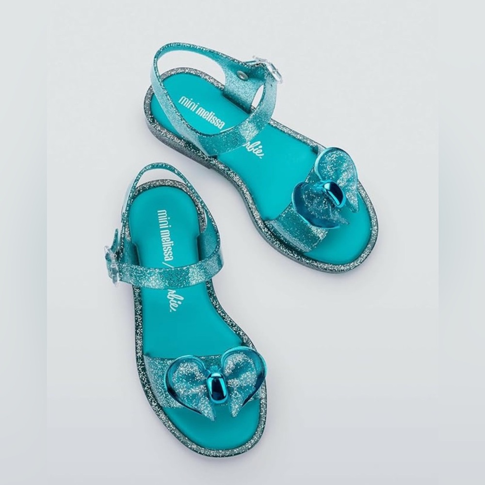Mini Melissa Kids Teal Glitter Sandals